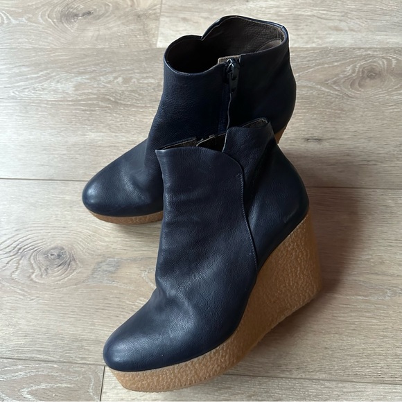 Coclico Leather Wedges Boots Sz 37 - Picture 1 of 9